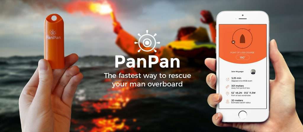De PanPan man-overboord baken zend automatisch een signaal uit bij contact met water